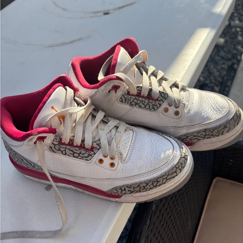 Jordan 3 Kids Sneakers White and Red
